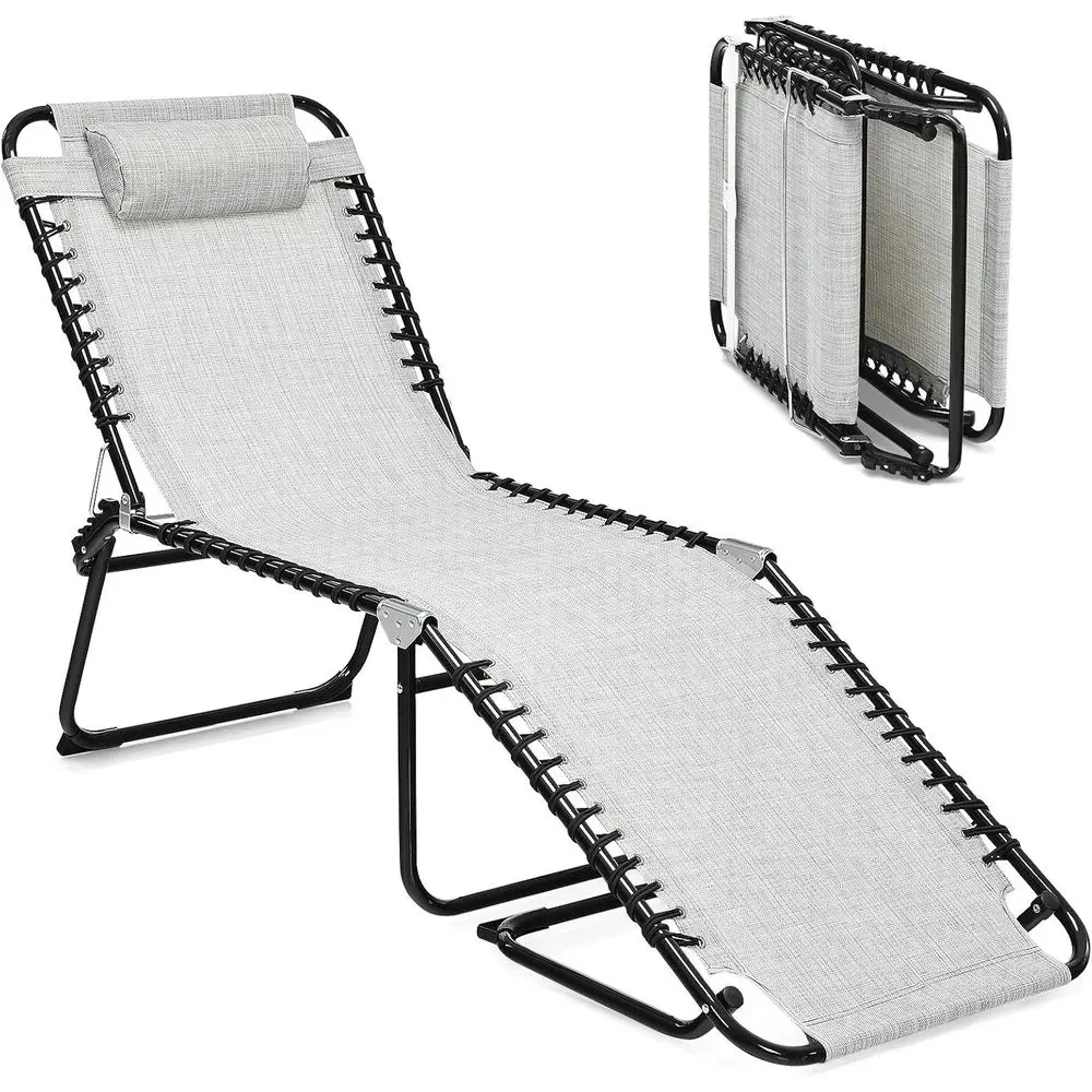 Gray Adjustable Chaise Lounge, Lightweight Outdoor Patio Recliner with Removable Cushion, Ideal for Poolside and Beach Relaxatio
Gray Adjustable Chaise Lounge, Lightweight Outdoor Patio Recliner with Removable Cushion, Ideal for Poolside and Beach Relaxatio