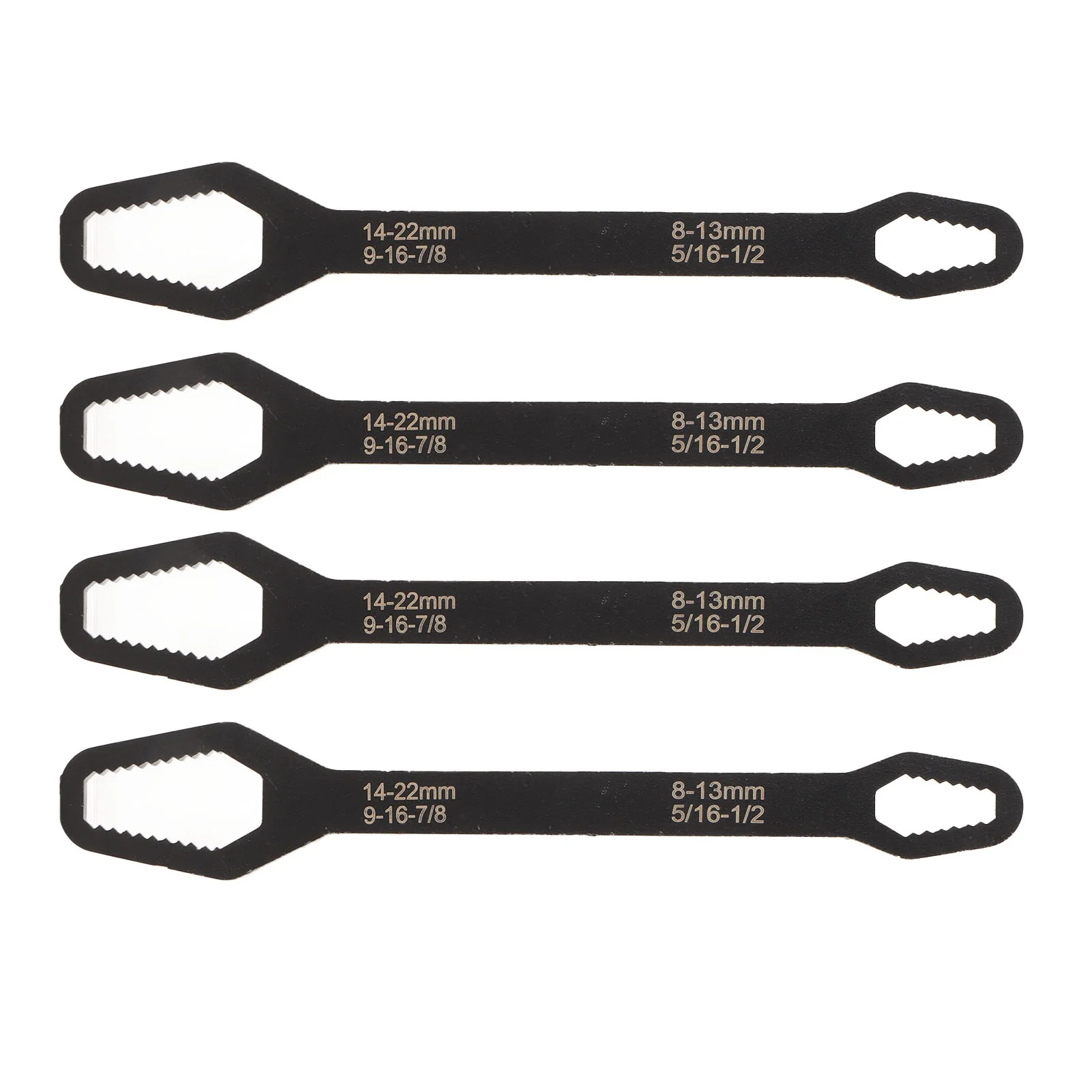 4pcs Double Ended Self Tightening Wrench Multifunctional 60HRC High Hardness 8 To 22mm Adjustable Universal Spanner Black/Silver
4pcs Double Ended Self Tightening Wrench Multifunctional 60HRC High Hardness 8 To 22mm Adjustable Universal Spanner Black/Silver