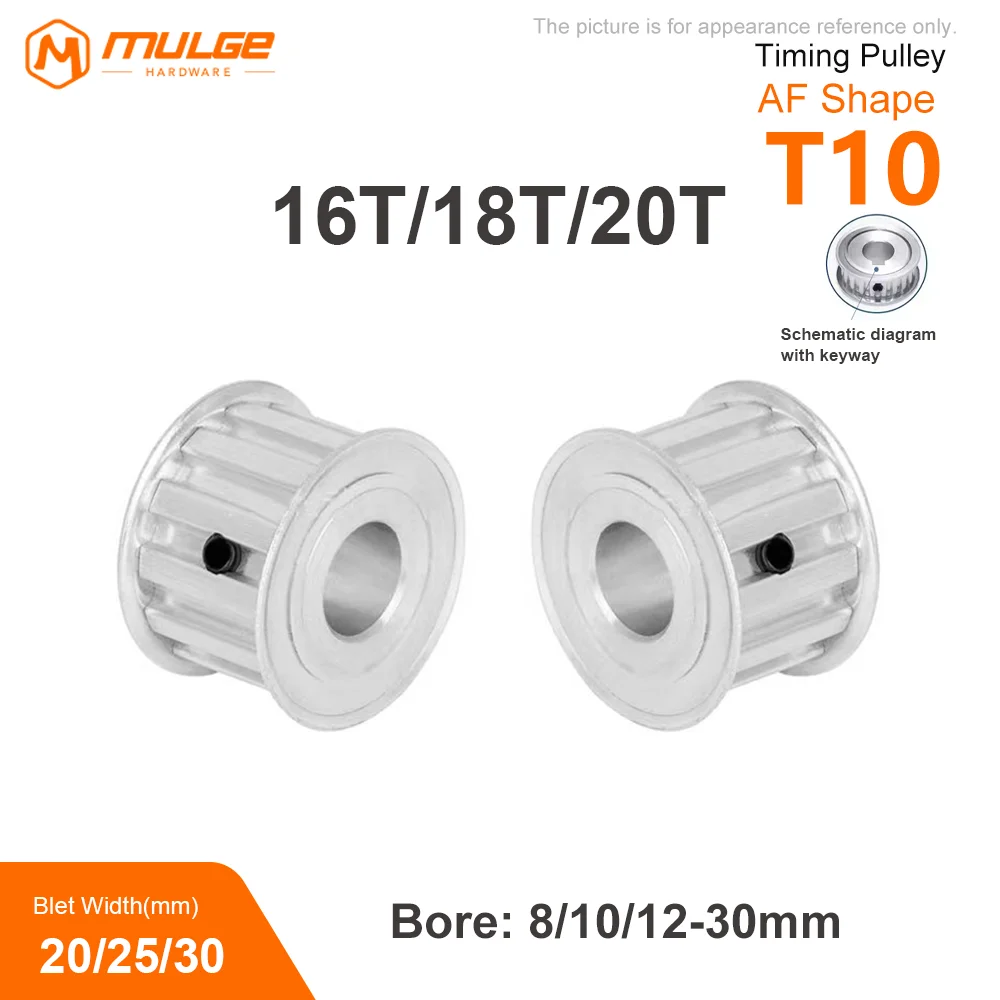 T10 Timing Pulley 16T/18T/20T pore size 8-30mm Alloy Wheels AF Shape Teeth Pitch 10mm Match With T10Width 20/25/30mm Timing Belt
T10 Timing Pulley 16T/18T/20T pore size 8-30mm Alloy Wheels AF Shape Teeth Pitch 10mm Match With T10Width 20/25/30mm Timing Belt