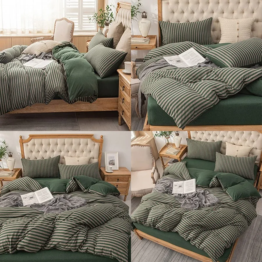 Jersey Knit Duvet Cover Set 100% T-Shirt Heather Cotton Super Soft Comfy Classic Striped Design, with Zipper Closure
Jersey Knit Duvet Cover Set 100% T-Shirt Heather Cotton Super Soft Comfy Classic Striped Design, with Zipper Closure