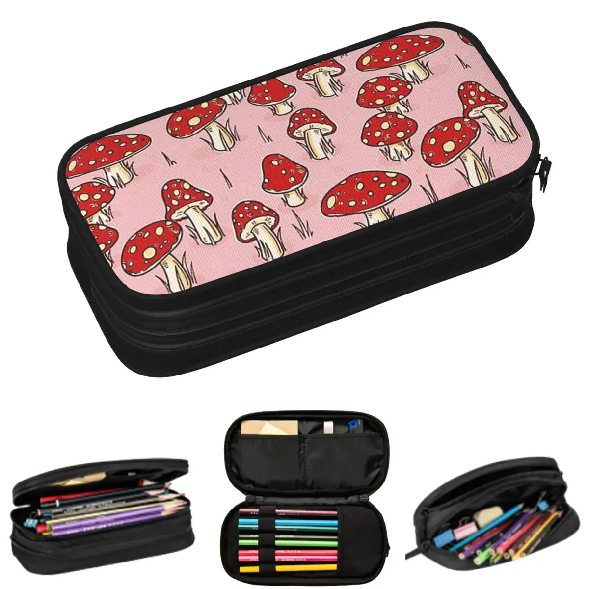 Cartoon Red Mushroom Pattern Pencil Cases for Students School Pen Box Pencil Bag Large Capacity Pencil Pouch
Cartoon Red Mushroom Pattern Pencil Cases for Students School Pen Box Pencil Bag Large Capacity Pencil Pouch