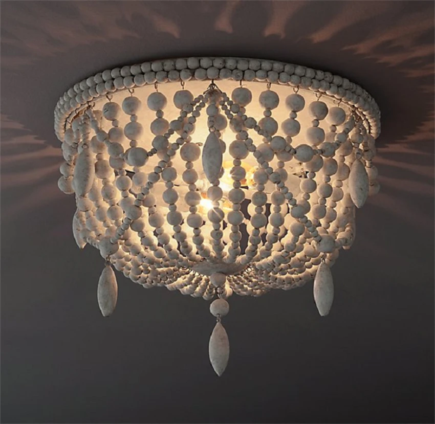 Custom Nordic handmade ceiling lights vintage white wooden beads decorative bedroom kids princess French LED E14 ceiling lamps
Custom Nordic handmade ceiling lights vintage white wooden beads decorative bedroom kids princess French LED E14 ceiling lamps