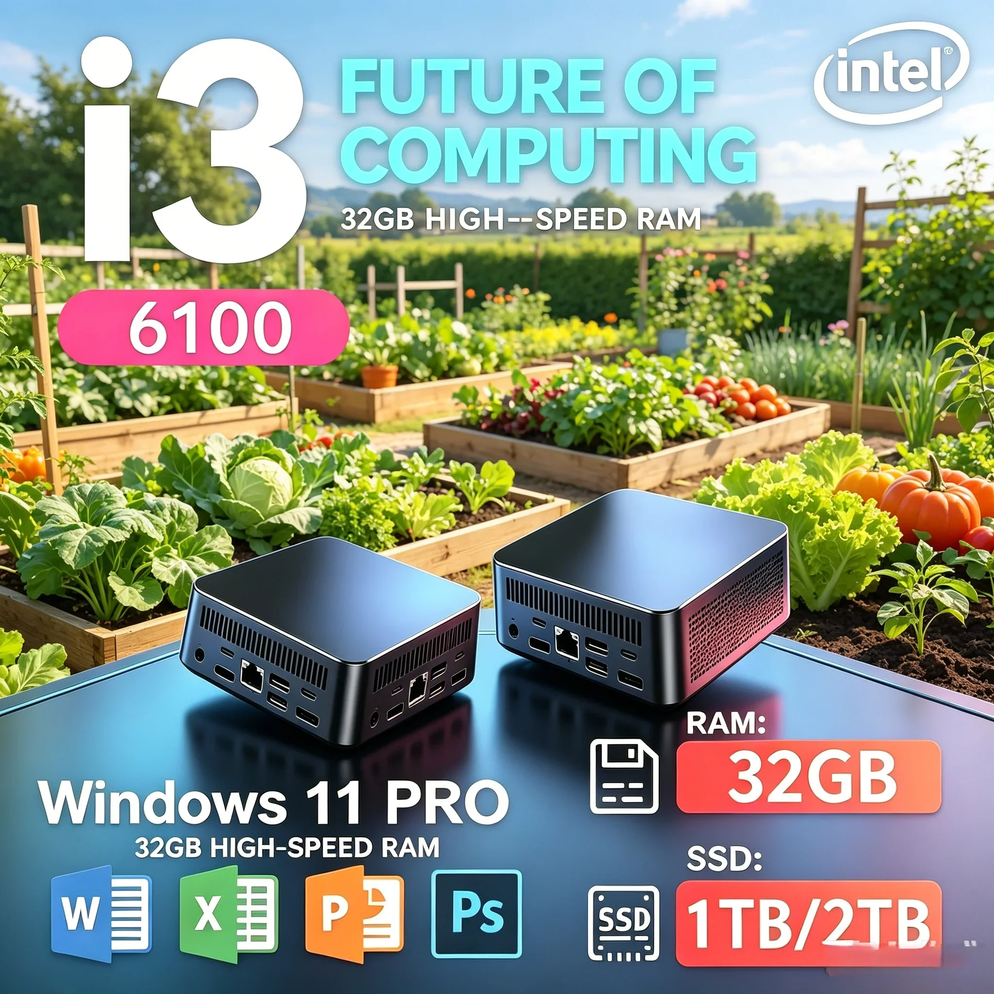 4K Ultra HD Mini PC Windows11 Pro I3 6100 Processor 32GB RAM Expandable SSD Gaming Mini Host
4K Ultra HD Mini PC Windows11 Pro I3 6100 Processor 32GB RAM Expandable SSD Gaming Mini Host