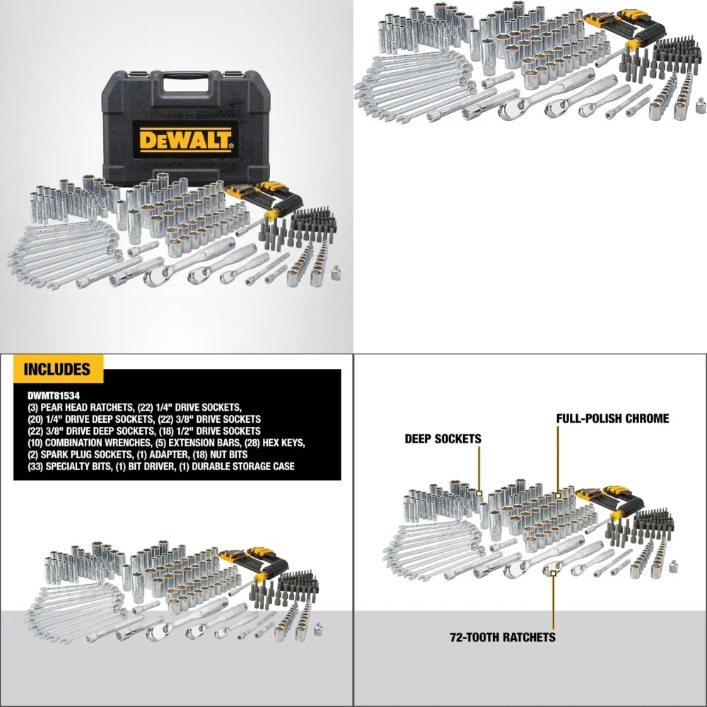 Hand Tool Sets205 Piece Mechanics Tool Set with 1 4 3 8 1 2 Drive SAE Metric Wrenches Sockets and More Professional Grade Tools
Hand Tool Sets205 Piece Mechanics Tool Set with 1 4 3 8 1 2 Drive SAE Metric Wrenches Sockets and More Professional Grade Tools