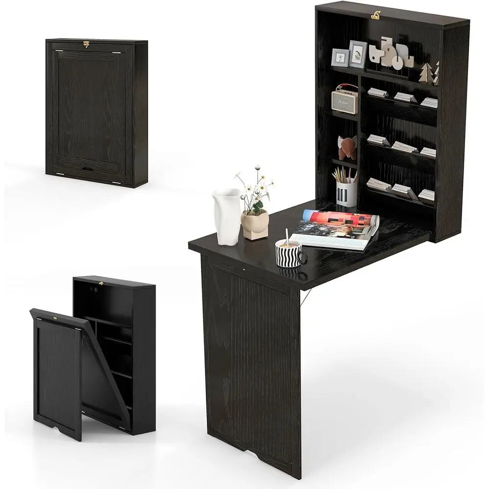 Space-Saving Wall Desk with Drop Leaf and Storage, Ideal for Small Spaces, Home Office, Dorms - Black
Space-Saving Wall Desk with Drop Leaf and Storage, Ideal for Small Spaces, Home Office, Dorms - Black