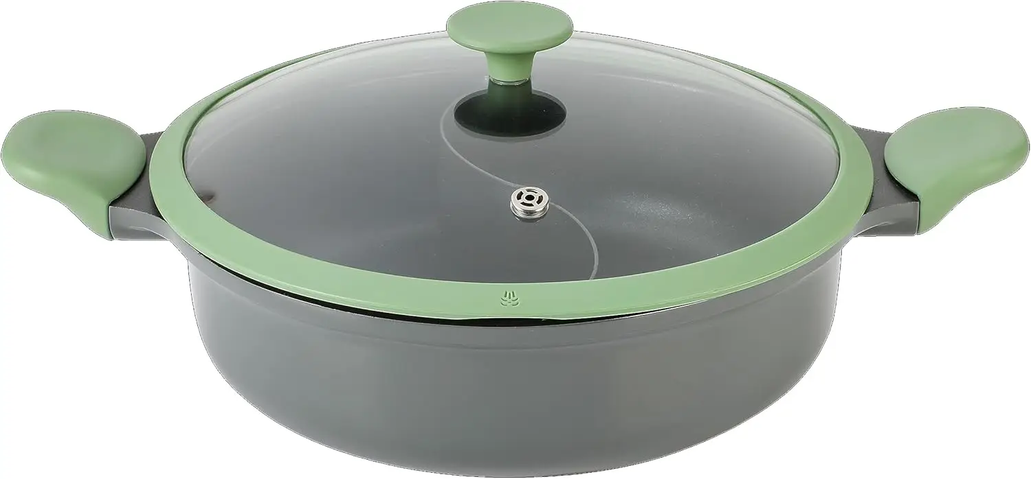 6.5 QT Cast Aluminum Everyday Pan with Dividers, Nonstick Interior and Lid for Hot Pot Cooking
6.5 QT Cast Aluminum Everyday Pan with Dividers, Nonstick Interior and Lid for Hot Pot Cooking