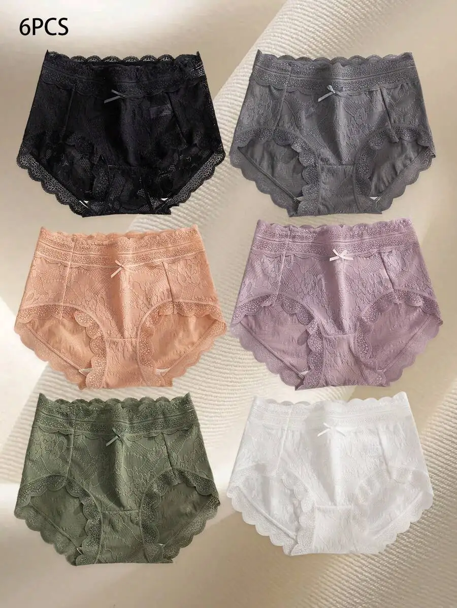 6pcs Lace Bow Decorated Comfortable Womens Briefs Set
6pcs Lace Bow Decorated Comfortable Womens Briefs Set