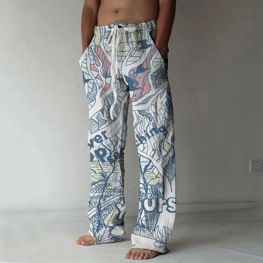 Мужские спортивные брюки в мультяшном стиле, повседневные брюки с 3D принтом, прямые пляжные брюки на шнурке, уличные льняные брюки 
Мужские спортивные брюки в мультяшном стиле, повседневные брюки с 3D принтом, прямые пляжные брюки на шнурке, уличные льняные брюки