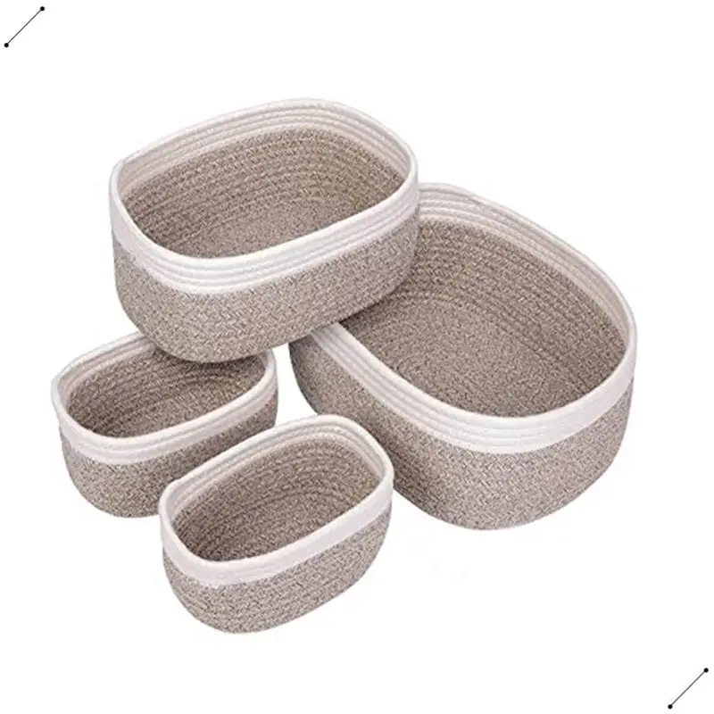 Desktop Cotton Rope Woven Storage Basket 4-Piece Set Square Storage Basket Large Storage Basket
Desktop Cotton Rope Woven Storage Basket 4-Piece Set Square Storage Basket Large Storage Basket