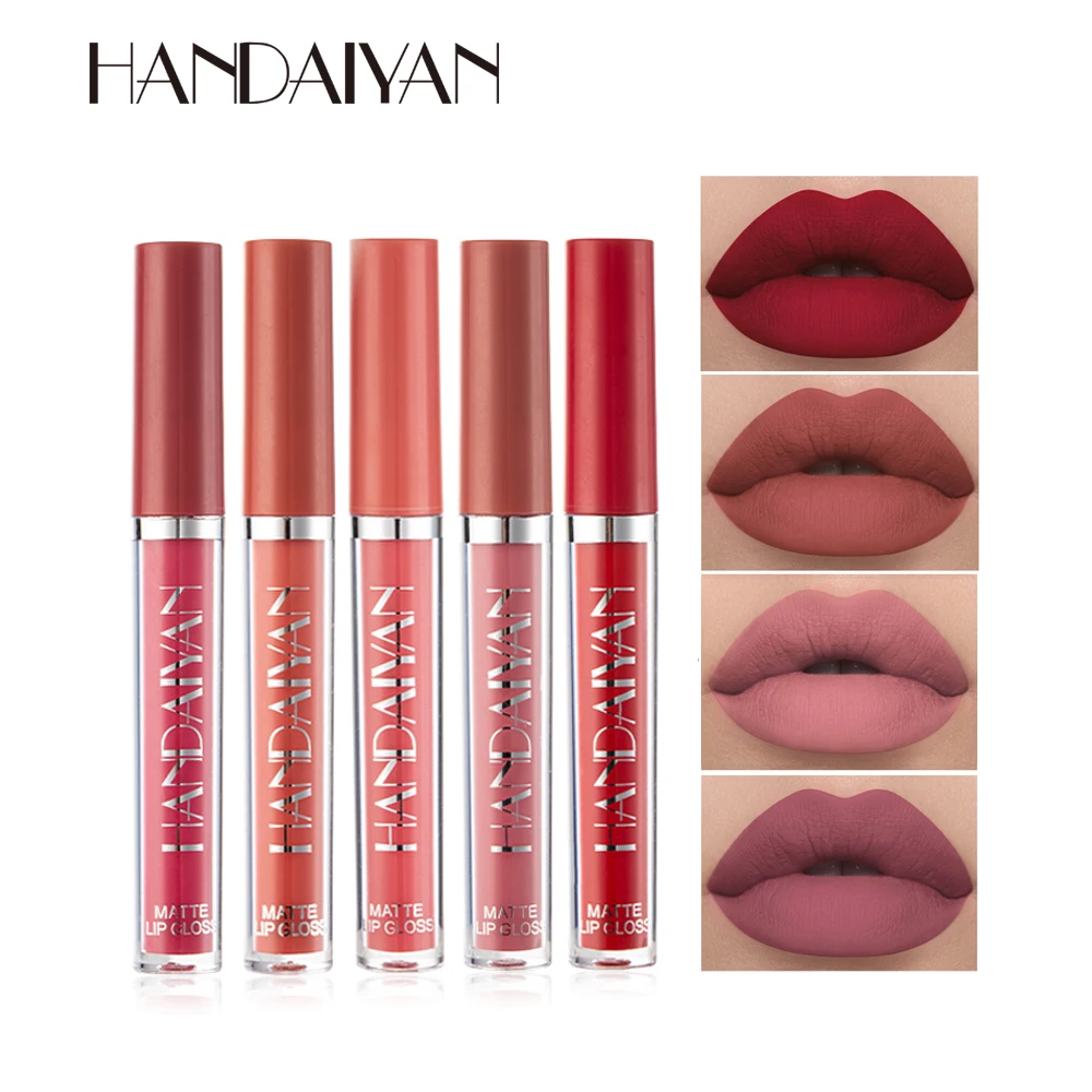 Sexy Long Lasting Velvet Matte Lip Gloss Nude Liquid Lipstick Lip Makeup Women Beauty Red Nonstick Cup Waterproof Lip Gloss