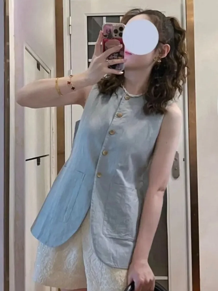Ele Light Blue Svel round Ne irt Vest Women's Summer Refreing Faionable White Enhancing Breathable Top
Ele Light Blue Svel round Ne irt Vest Women's Summer Refreing Faionable White Enhancing Breathable Top