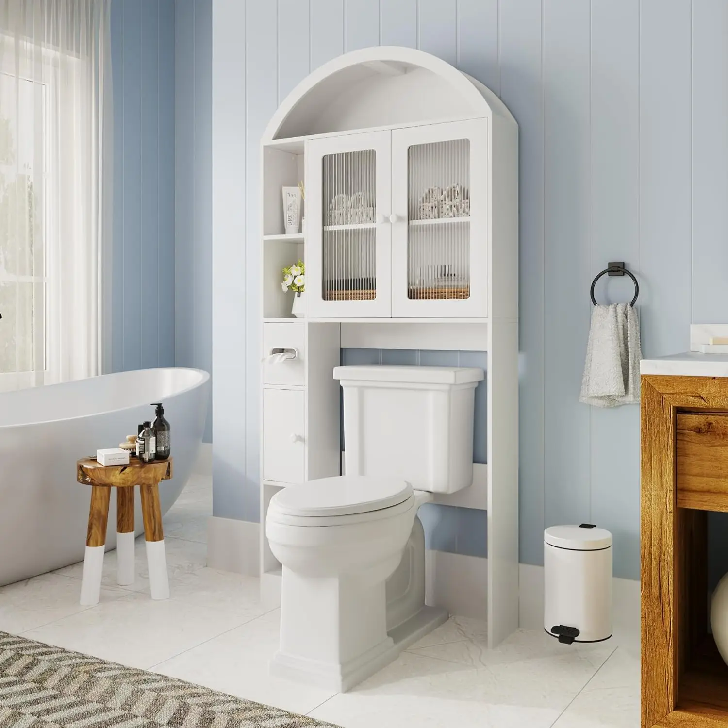 Over The Toilet Storage,Arched Wooden Over The Toilet Storage Organizer with Double Doors,Multiple Compartments and, Customized
Over The Toilet Storage,Arched Wooden Over The Toilet Storage Organizer with Double Doors,Multiple Compartments and, Customized
