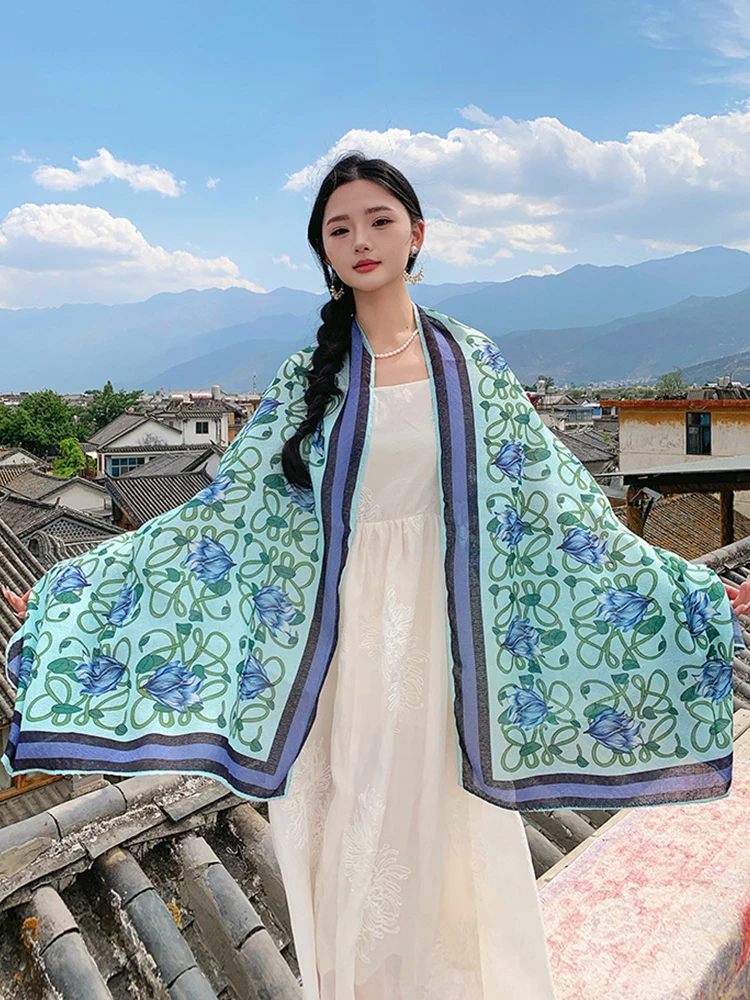 New Elegant Women Silk Scarf Beach Wrap Shawl Sweet Floral Print Lady Sunscreen Bandana Hijab Mujer Vacation Long Scarve Pareo
New Elegant Women Silk Scarf Beach Wrap Shawl Sweet Floral Print Lady Sunscreen Bandana Hijab Mujer Vacation Long Scarve Pareo