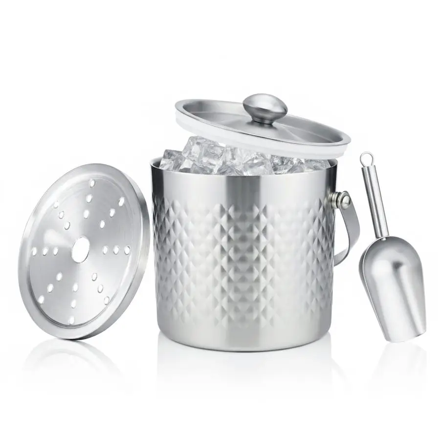 Bucket with Lid, Handle and Ice Scoop Strainer Insulated Champagne Bucket 3L Wine Bucket for Party Large Double Wall Bucket Keep
Bucket with Lid, Handle and Ice Scoop Strainer Insulated Champagne Bucket 3L Wine Bucket for Party Large Double Wall Bucket Keep