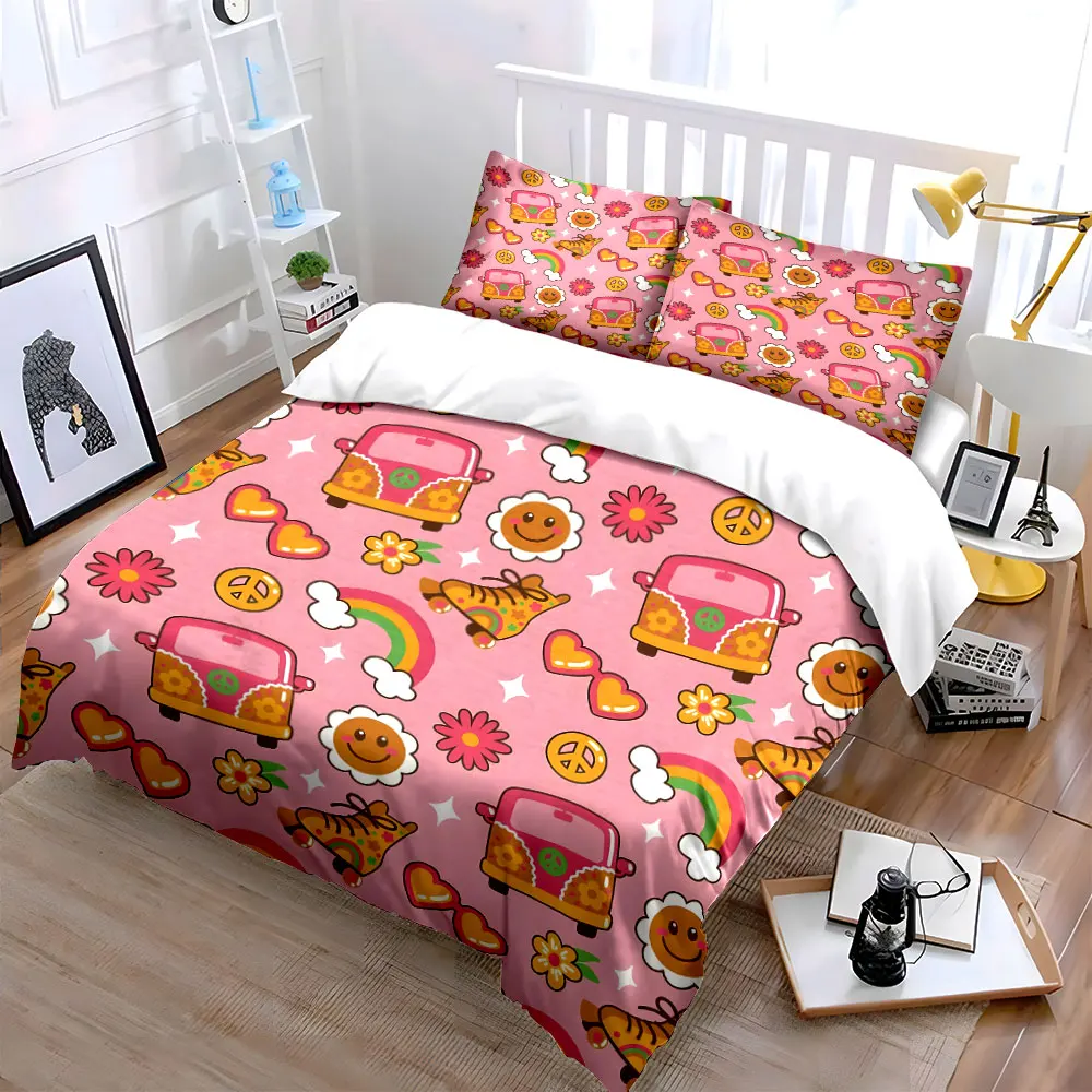 Retro Summer Hippie Style Set kid's and adults' bedroom decor, Exquisite three-piece bedding set gift
Retro Summer Hippie Style Set kid's and adults' bedroom decor, Exquisite three-piece bedding set gift