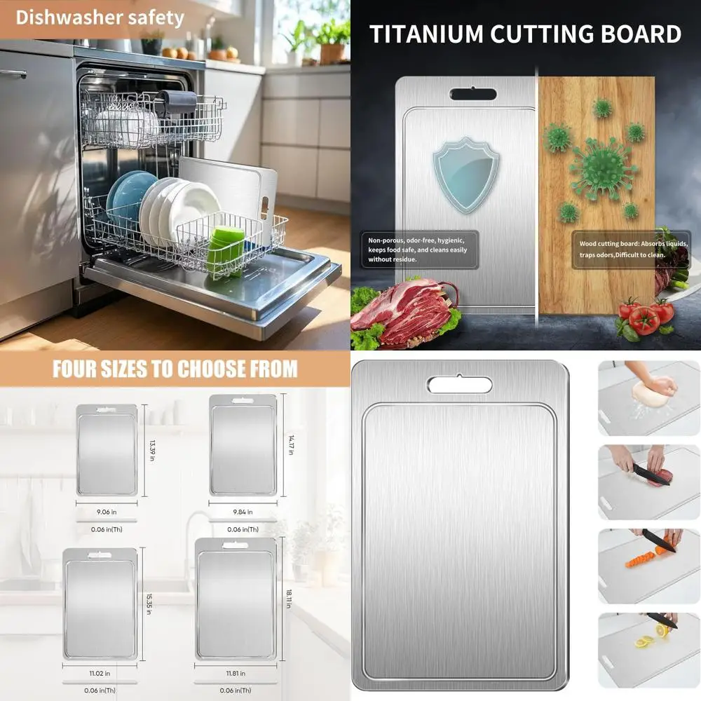 Double-Sided Titanium Chopping Board with Juice Groove - X-Large, Pure Metal for Cutting Meat, Veg, Fruits
Double-Sided Titanium Chopping Board with Juice Groove - X-Large, Pure Metal for Cutting Meat, Veg, Fruits