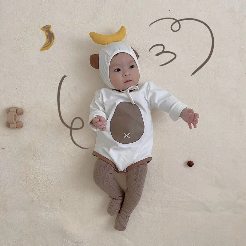 New Spring Autumn Bodysuit Cartoon Monkey Banana Long Sleeve Jumpsuit Solid Color Stockings Newborn Clothing for 0-1 Years
New Spring Autumn Bodysuit Cartoon Monkey Banana Long Sleeve Jumpsuit Solid Color Stockings Newborn Clothing for 0-1 Years