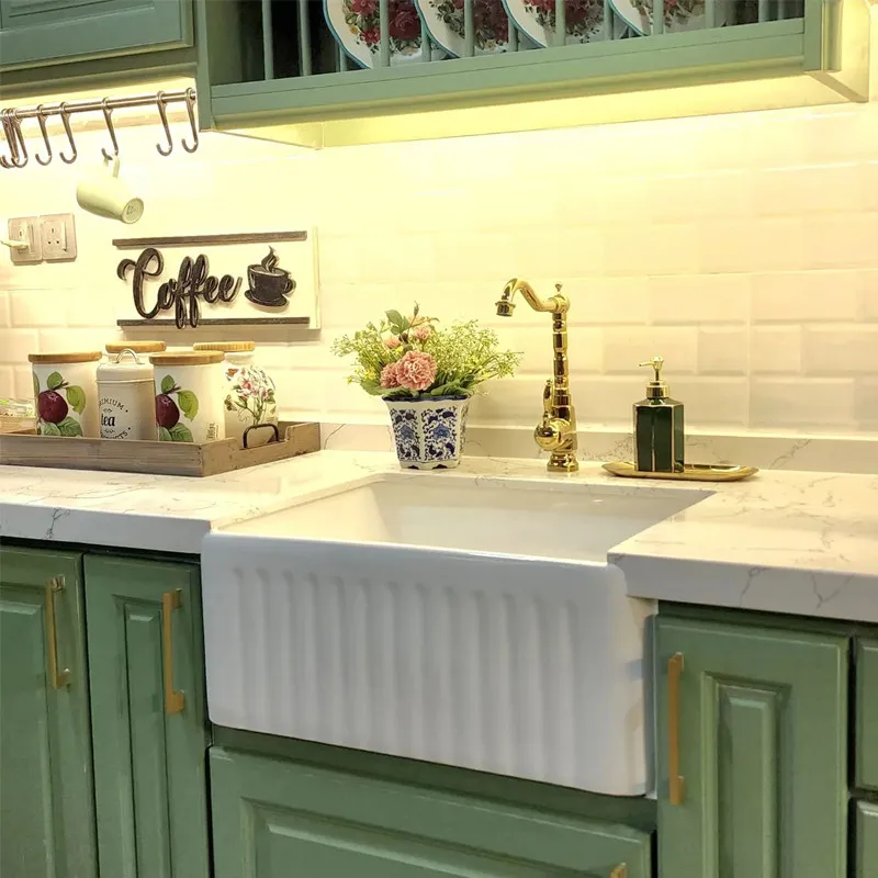 American home kitchen ceramic French semi-embedded front retro vegetable basin dishwasher large single sink
American home kitchen ceramic French semi-embedded front retro vegetable basin dishwasher large single sink