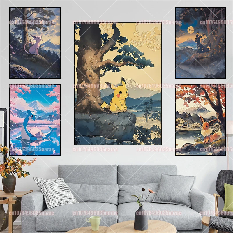 Classic Anime Pokemon Pikachu Charizard Poster Home Canvas Painting Living Room Wall Art Ukiyo-e Style Decorative Painting
Classic Anime Pokemon Pikachu Charizard Poster Home Canvas Painting Living Room Wall Art Ukiyo-e Style Decorative Painting