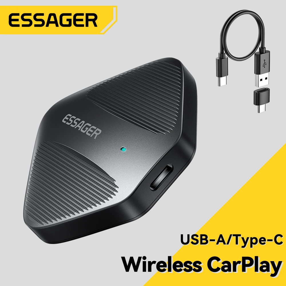 Essager Wireless CarPlay Wired to Wireless CarPlay Adapter Auto Connect Car Intelligent System Plug&Play Bluetooth Smart CarPlay
Essager Wireless CarPlay Wired to Wireless CarPlay Adapter Auto Connect Car Intelligent System Plug&Play Bluetooth Smart CarPlay