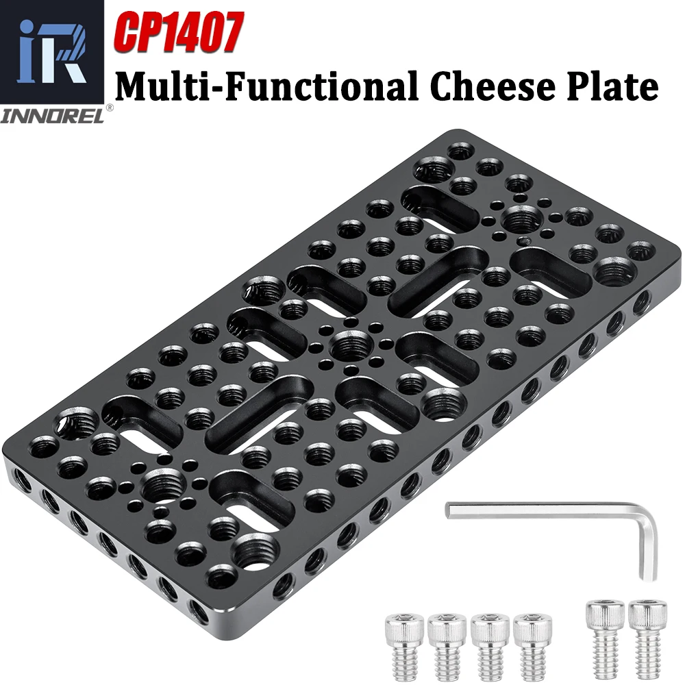 INNOREL CP1407 Multi-Functional Cheese Plate 14x7cm with ARRI Locating Holes 1/4" & 3/8" Threads for Camera Cage Slider
INNOREL CP1407 Multi-Functional Cheese Plate 14x7cm with ARRI Locating Holes 1/4" & 3/8" Threads for Camera Cage Slider