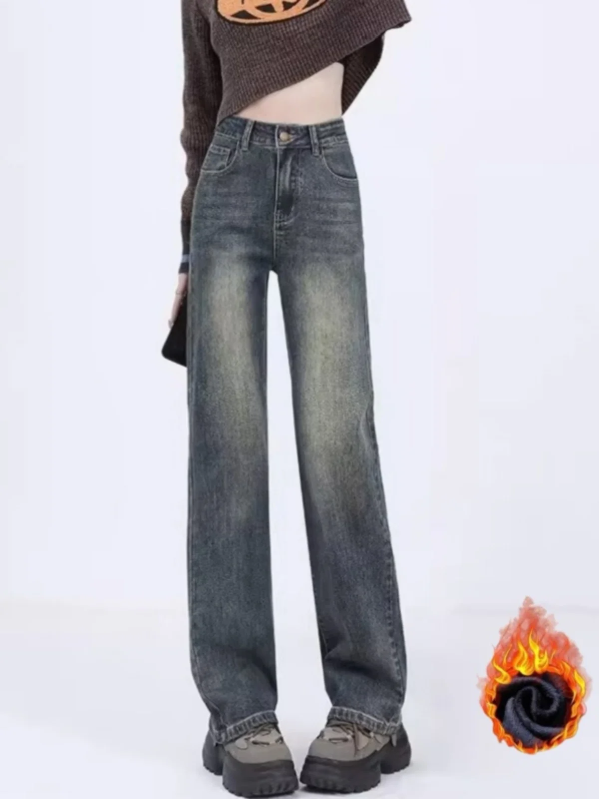 High Waist Fce Lined Straight Leg Jeans Women's Tall Size Loose Slim Wide Leg Pants Floor Length Casual Long Trousers
High Waist Fce Lined Straight Leg Jeans Women's Tall Size Loose Slim Wide Leg Pants Floor Length Casual Long Trousers