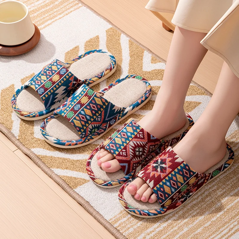Ethnic Style Linen Flip Flops For Women Men Anti-Slip Casual Couple Slippers Retro Color Block Open Toe Sandals For Home Beach
Ethnic Style Linen Flip Flops For Women Men Anti-Slip Casual Couple Slippers Retro Color Block Open Toe Sandals For Home Beach