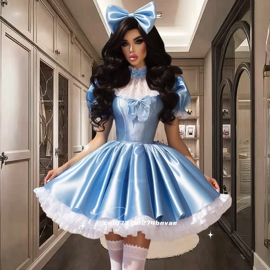 Chic Light Sky Blue Short Prom Dress Puff Sleeves High Collar Ball Gown Homecoming Dress Customized Birthday Party Gowns
Chic Light Sky Blue Short Prom Dress Puff Sleeves High Collar Ball Gown Homecoming Dress Customized Birthday Party Gowns