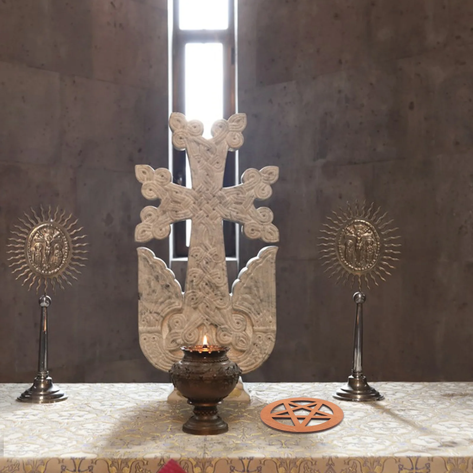 Pentagram Wood Carving Altar Gothic Decor Rustic Wooden Star Table Decorations Vintage Home Storage
Pentagram Wood Carving Altar Gothic Decor Rustic Wooden Star Table Decorations Vintage Home Storage