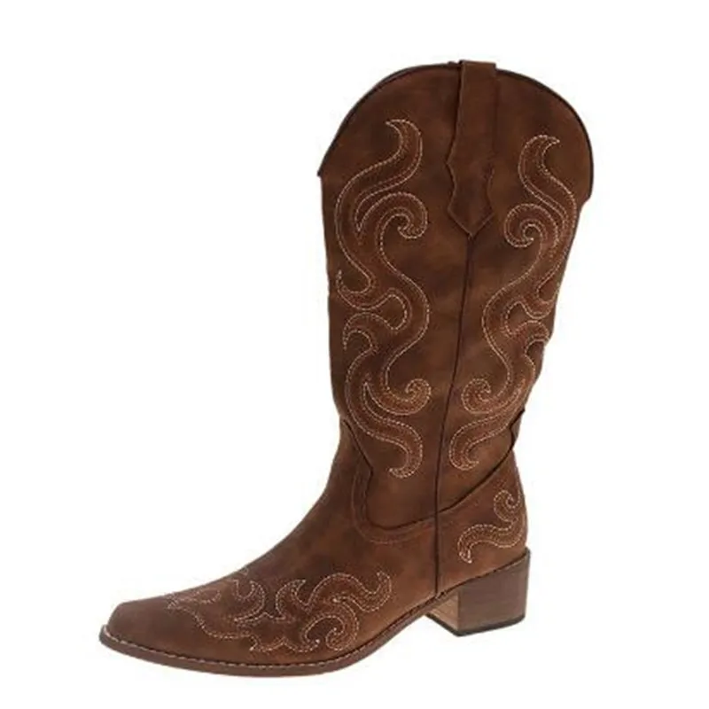 Autumn Embroidered Western Cowboy Boots for Women Pointed Toe Thick Heel High Knee Boots Woman Loose PU Leather Long Botas Mujer
Autumn Embroidered Western Cowboy Boots for Women Pointed Toe Thick Heel High Knee Boots Woman Loose PU Leather Long Botas Mujer