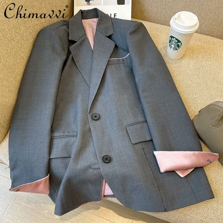Gray Suit Jacket for Women 2024 Spring New Korean Fashion Color Contrast Stitching Elegant Office Lady Loose-fit Blazers Coat
Gray Suit Jacket for Women 2024 Spring New Korean Fashion Color Contrast Stitching Elegant Office Lady Loose-fit Blazers Coat