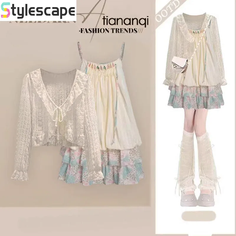 Spring and Summer Set Women 2026 New Dopamine Sunscreen Shirt Ethnic Style Splicing Flower Bud Dress Two Piece Set Short Sets
Spring and Summer Set Women 2026 New Dopamine Sunscreen Shirt Ethnic Style Splicing Flower Bud Dress Two Piece Set Short Sets