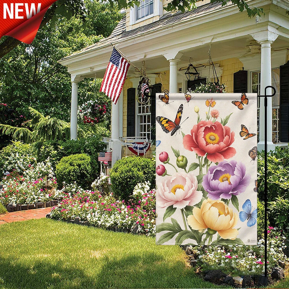 1PC, Vibrant Peony Floral Garden Flag Colorful Butterfly Print Outdoor Yard Decorative Banner
1PC, Vibrant Peony Floral Garden Flag Colorful Butterfly Print Outdoor Yard Decorative Banner