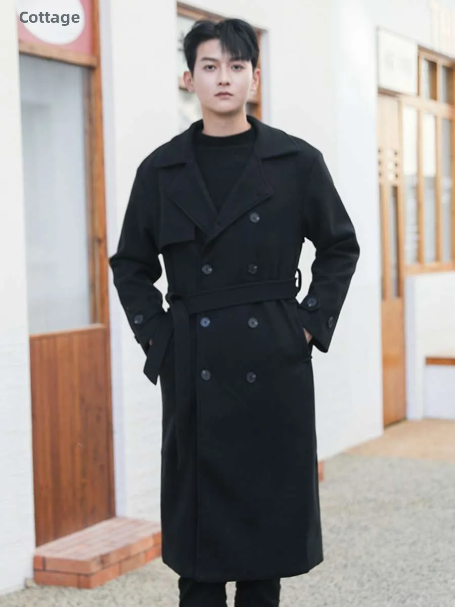 Winter Men's Woolen Coat Korean Sle Mid-Length Trendy Loose Thiened Knee-Length Tweed Coat Button Decoration Long Sle
Winter Men's Woolen Coat Korean Sle Mid-Length Trendy Loose Thiened Knee-Length Tweed Coat Button Decoration Long Sle