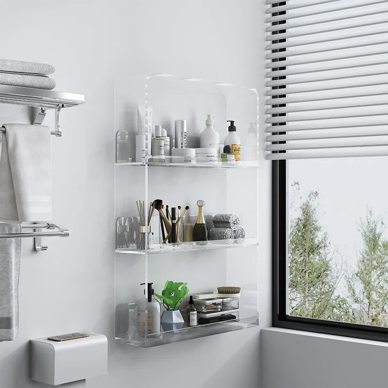 No punching, transparent acrylic shelf, bathroom washstand, bathroom wall multi-layer wall rack, simple and modern
No punching, transparent acrylic shelf, bathroom washstand, bathroom wall multi-layer wall rack, simple and modern