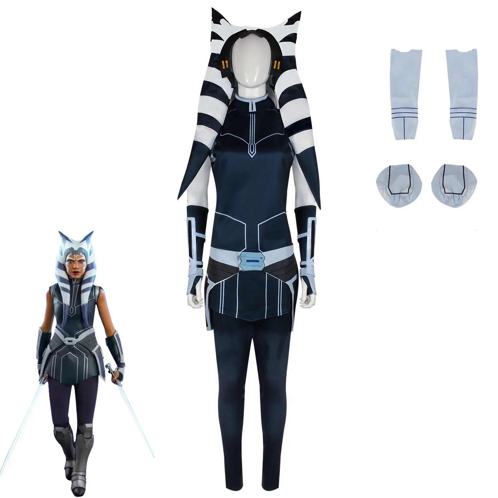 Костюм для косплея Laku для взрослых Ahsoka Tano, костюм для косплея на Хэллоуин, полный комплект, шляпа для комиксов, наряды Ahsoka 2025 
Костюм для косплея Laku для взрослых Ahsoka Tano, костюм для косплея на Хэллоуин, полный комплект, шляпа для комиксов, наряды Ahsoka 2025