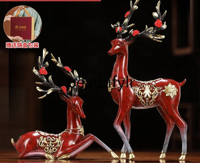 Sika deer all-copper handicraft ornament, a pair of new Chinese living room TV cabinet decorations, wedding gifts
Sika deer all-copper handicraft ornament, a pair of new Chinese living room TV cabinet decorations, wedding gifts