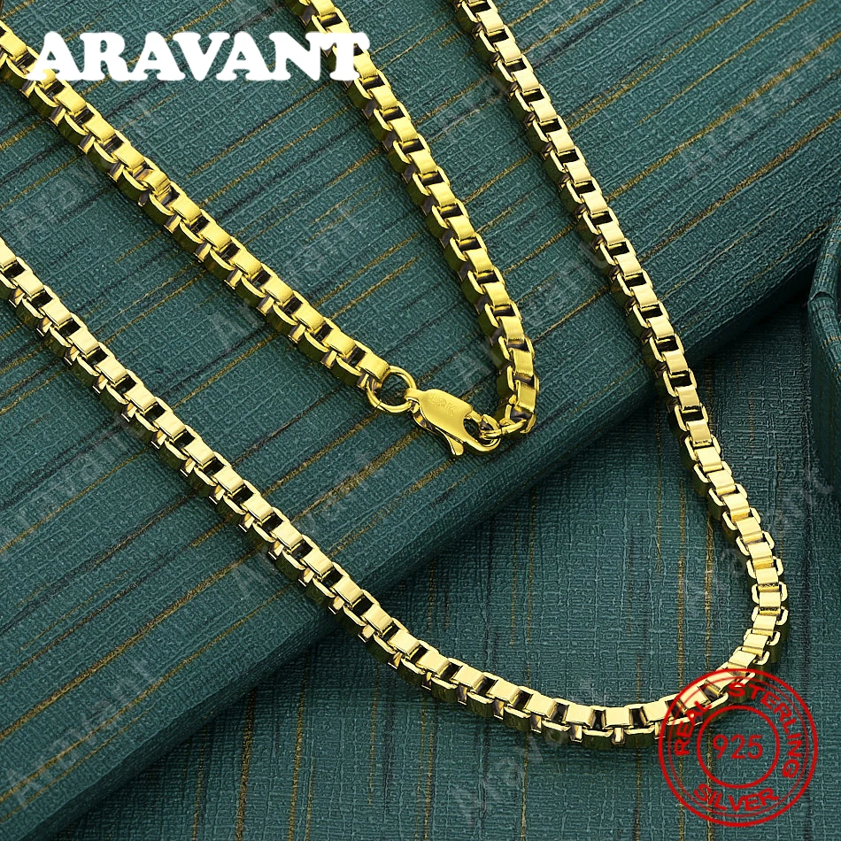 925 Sterling Silver 4mm Gold Box Chain Necklace For Women, Commuter Accessories, Christmas Gifts, Jewelry
925 Sterling Silver 4mm Gold Box Chain Necklace For Women, Commuter Accessories, Christmas Gifts, Jewelry