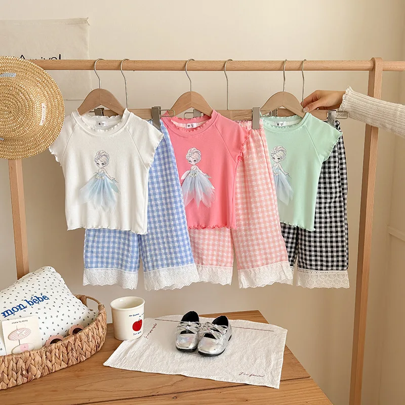 Summer Baby Girls Cotton 3D Cartoon Short Sleeve T-Shirt+Plaid Lace Patchwork Pant School Kids 2PCS Sets Children Outfit 1-10 Yr
Summer Baby Girls Cotton 3D Cartoon Short Sleeve T-Shirt+Plaid Lace Patchwork Pant School Kids 2PCS Sets Children Outfit 1-10 Yr