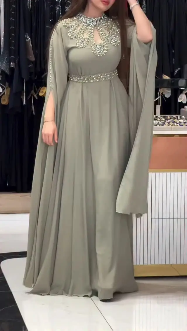 Silver Grey A Line Long Sleeve Beaded Prom Dresses Long for Arabic Women 2025 Crystal Chiffon Formal Evening Gowns Customized
Silver Grey A Line Long Sleeve Beaded Prom Dresses Long for Arabic Women 2025 Crystal Chiffon Formal Evening Gowns Customized