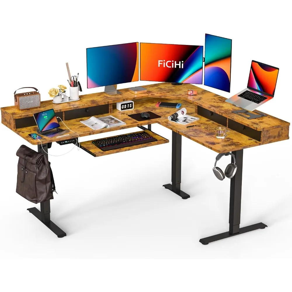 L-Shaped Standing Desk with USB Charging Ports, 63x55 Inch Electric Height Adjustable Large Corner Sit Stand Up Table with 4 Dra
L-Shaped Standing Desk with USB Charging Ports, 63x55 Inch Electric Height Adjustable Large Corner Sit Stand Up Table with 4 Dra