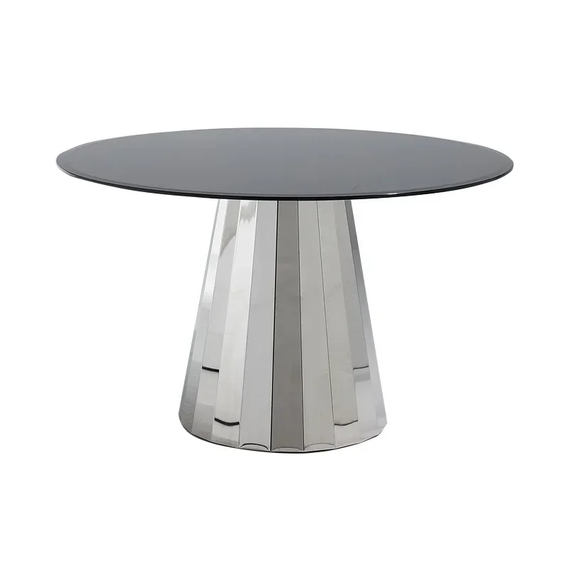 Italian minimalist light luxury tempered glass dining table Home restaurant French stainless steel round table
Italian minimalist light luxury tempered glass dining table Home restaurant French stainless steel round table