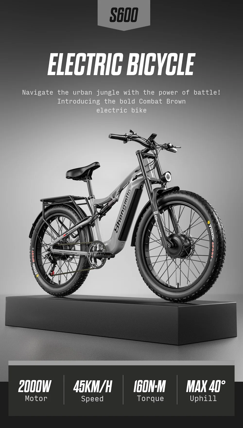 2000W electric bicycle 26-inch tire 48V 17.5AH dual front and rear shock absorbers + dual disc brakes 28MPH Max Load 330LBS
2000W electric bicycle 26-inch tire 48V 17.5AH dual front and rear shock absorbers + dual disc brakes 28MPH Max Load 330LBS