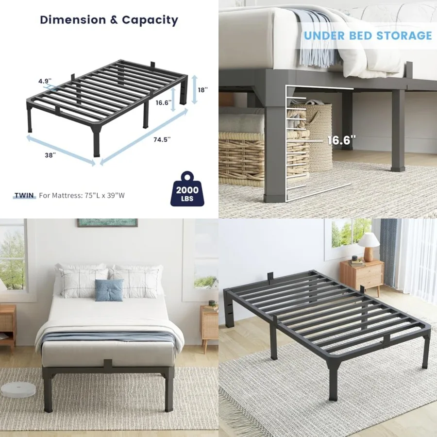 Bed Frame with Mattress Slide Stopper, Metal Platform Bed Frame, Heavy Duty Tall Bed Frame No Box Sprg Needed with Large Storag
Bed Frame with Mattress Slide Stopper, Metal Platform Bed Frame, Heavy Duty Tall Bed Frame No Box Sprg Needed with Large Storag