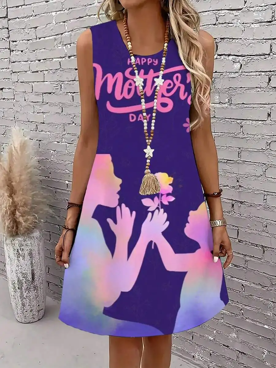 Happy Mother Day Print Women Sleeveless Dress Round Neck Casual Festival Wear
Happy Mother Day Print Women Sleeveless Dress Round Neck Casual Festival Wear