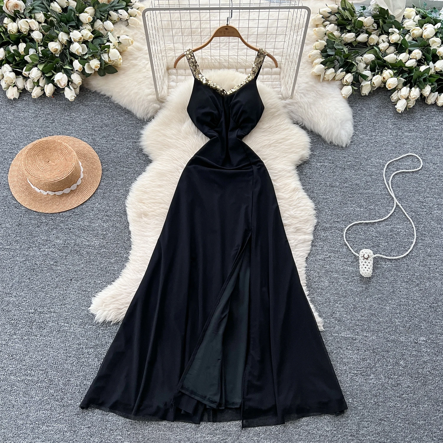 Vintage sequin Spliced off shoulder High Waist A-line Sleeveless Chic Summer Beach Vestidos Women Vacation Sundress
Vintage sequin Spliced off shoulder High Waist A-line Sleeveless Chic Summer Beach Vestidos Women Vacation Sundress