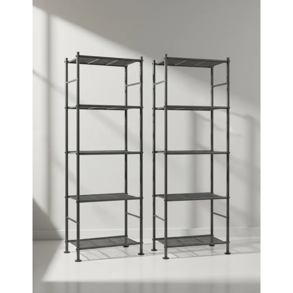 5-уровневые металлические полки для хранения, набор из 2 шт., сверхмощный гаражный органайзер с выравнивающими ножками для кухонной кладовой, стирки
5-уровневые металлические полки для хранения, набор из 2 шт., сверхмощный гаражный органайзер с выравнивающими ножками для кухонной кладовой, стирки