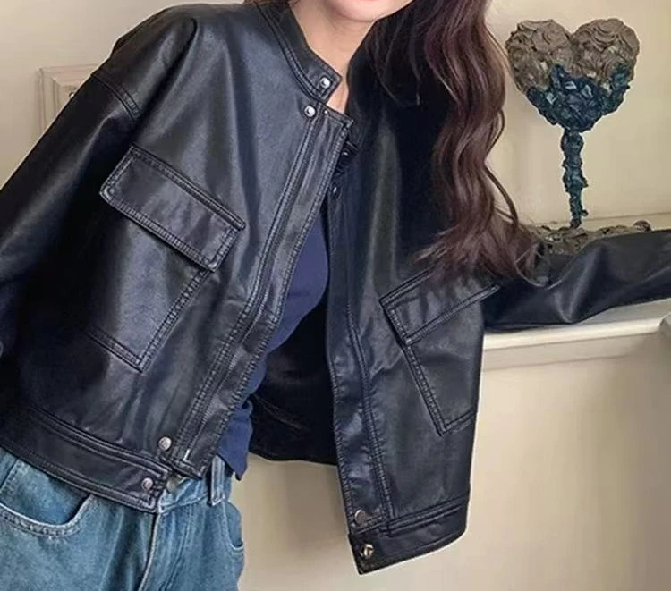 Spring and Autumn New Short Leather Jacket Versatile Short Top Jacket Loose
Spring and Autumn New Short Leather Jacket Versatile Short Top Jacket Loose