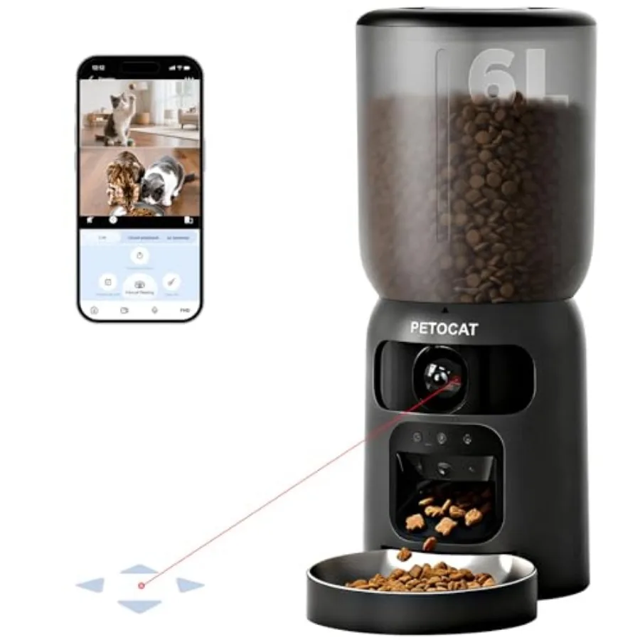 5L Automatic Cat Feeder with Dual 2K HD Camera 2.4G/ 5G WiFi Cat Food Dispenser with Cats Recognitionand Diet Tracking Laser In
5L Automatic Cat Feeder with Dual 2K HD Camera 2.4G/ 5G WiFi Cat Food Dispenser with Cats Recognitionand Diet Tracking Laser In