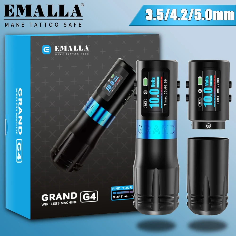 EMALLA GRAND G4 Беспроводная ручка для тату-машины 3,5 мм 4,2 мм 5,0 мм Ход бесщеточного двигателя Ручка для татуировки для перманентного макияжа Боди-арта
EMALLA GRAND G4 Беспроводная ручка для тату-машины 3,5 мм 4,2 мм 5,0 мм Ход бесщеточного двигателя Ручка для татуировки для перманентного макияжа Боди-арта
